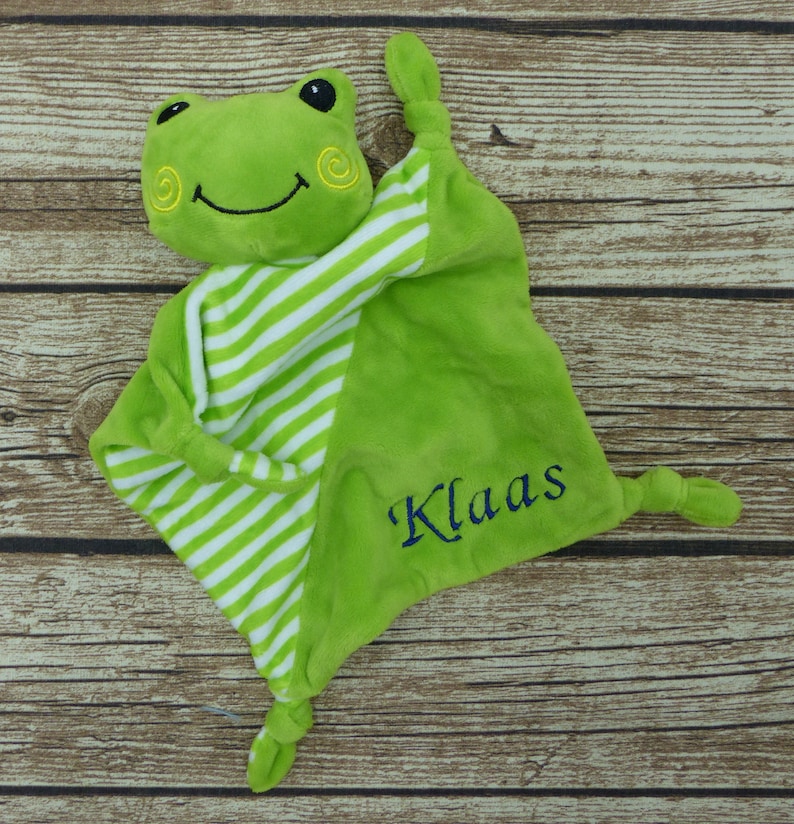 Cuddly towel with name frog green image 1