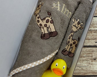 Baby-Badeset mit Namen - Giraffe coffee