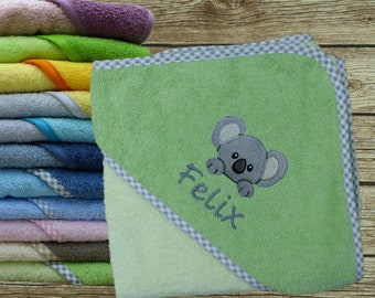 Baby towel with the name Koala in the color of your choice