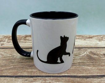 Tasse mit Namen Schwarze Katze Black and White