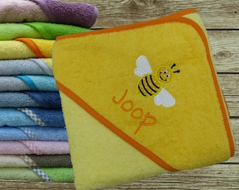Babyhandtuch mit Namen Biene in Wunschfarbe