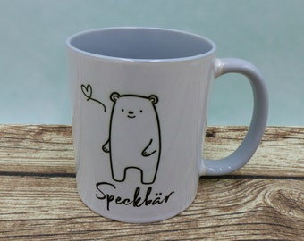 Cup with the name Bear with Heart Black & White in your desired color