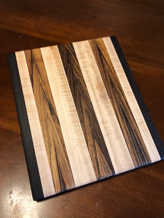 Hand Made Cutting Board Wenge Figured Maple And Zebra Wood Etsy