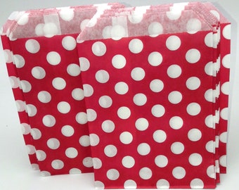 25 / 50 paper bags, red with white dots, nostalgic approx. 13 cm x 18 cm, Allrounder packaging