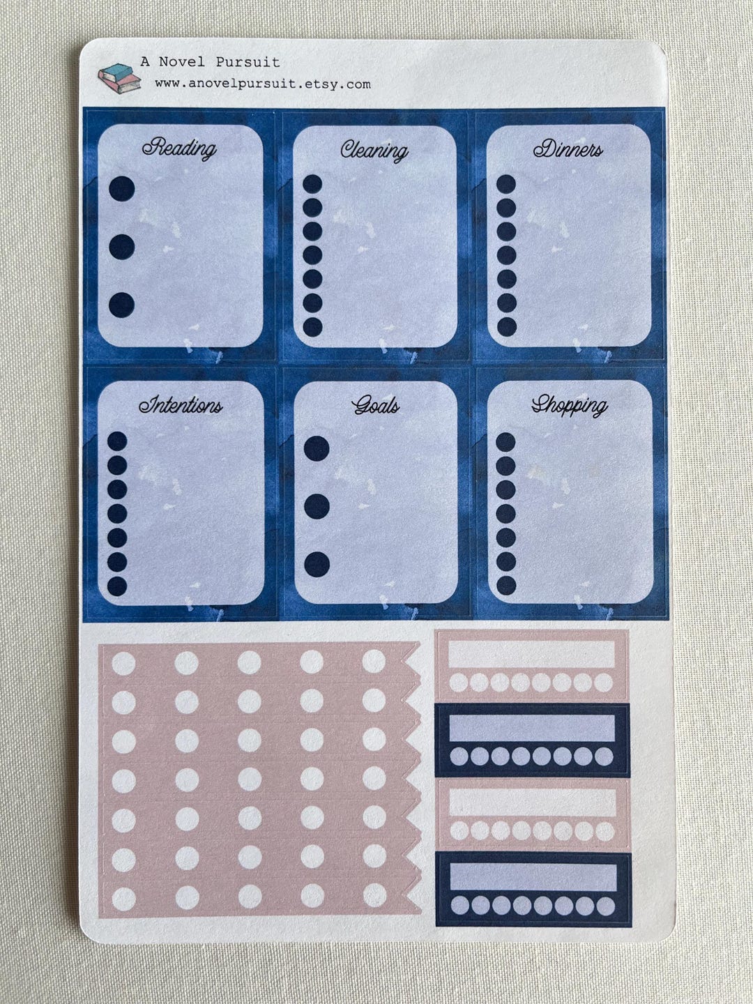 Simple Planner Sticker Sheet - Navy Blue and Beige Stickers for Planner ...
