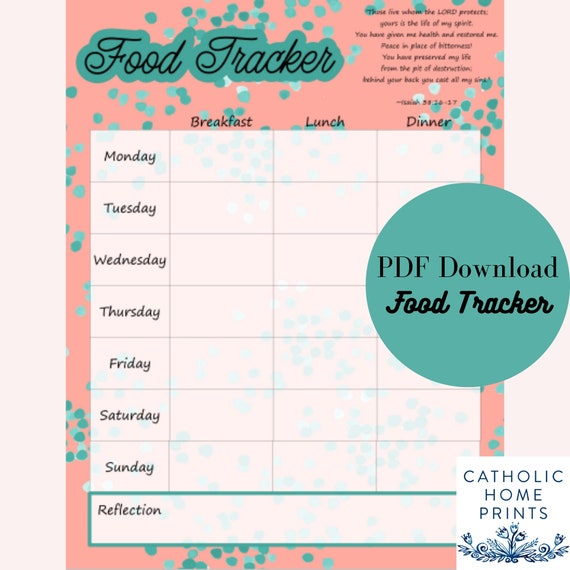 Printable Food Tracker PDF Download DIY Health Journal | Etsy