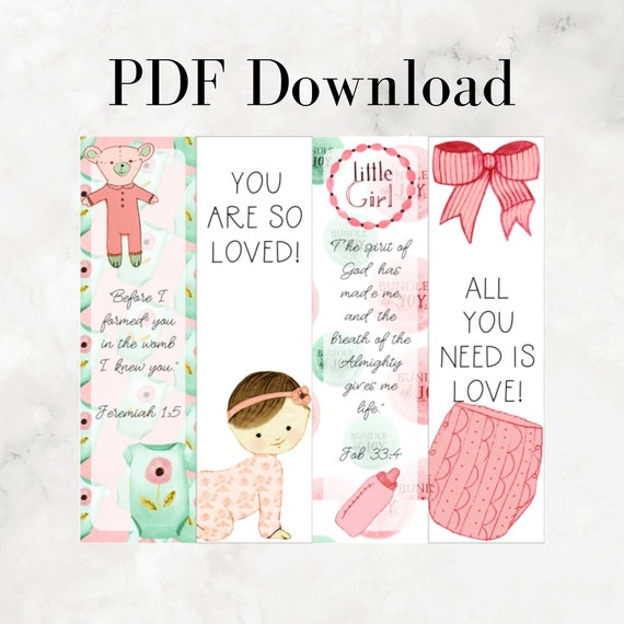 Printable Baby Girl Bookmarks Instant Digital PDF Download - Etsy