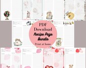 Printable Recipe Page Bundle - Floral Recipe Pages - Cute Recipe Binder Insert - Blank Spring Recipe Pages - Instant PDF Download