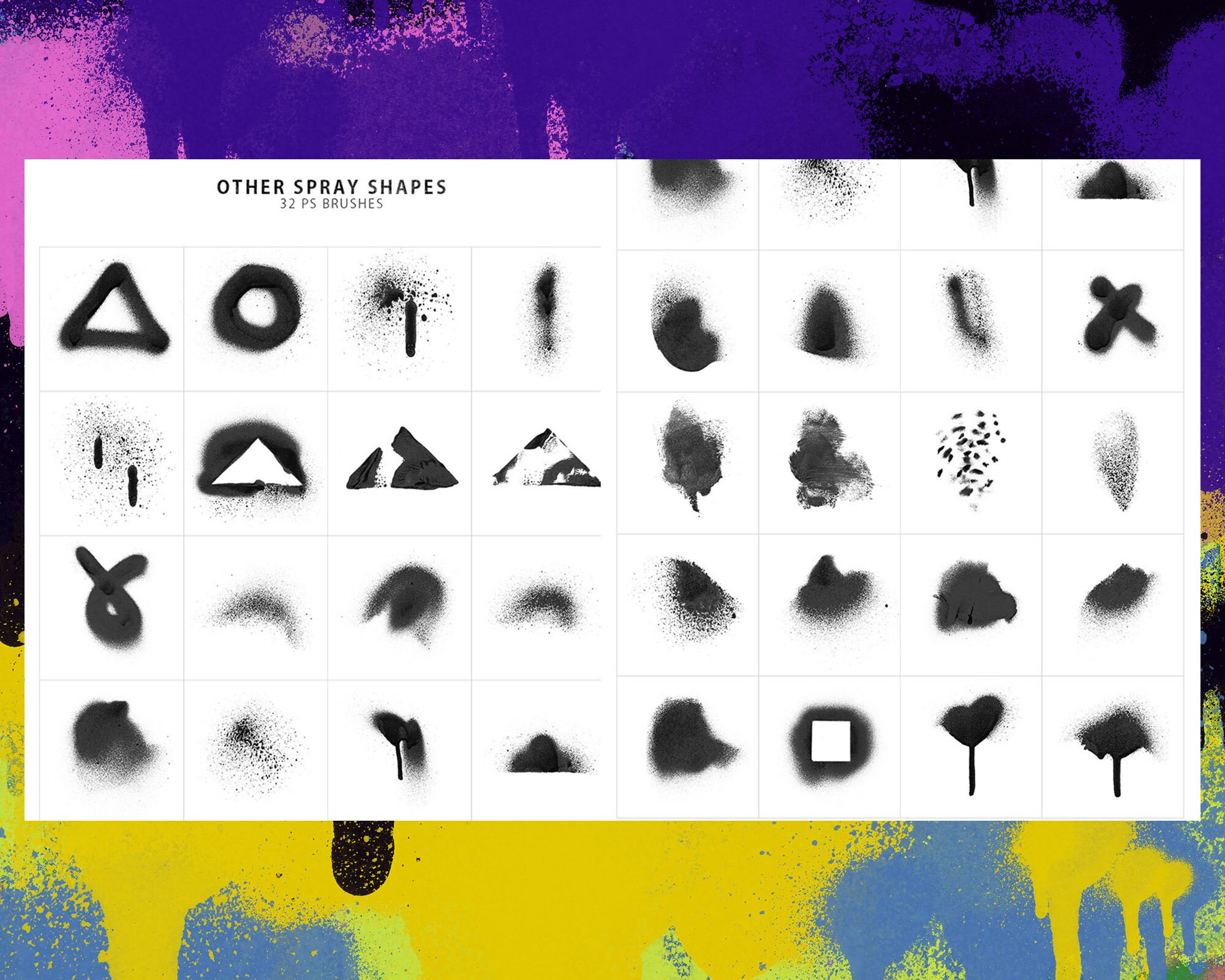 214 Spray Paint Brushes, Overlays, Splatter Brushes