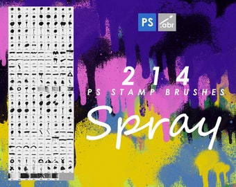 214 Spray Paint Photoshop Brushes, Photoshop Overlays, Splatter Brushes, Graffiti Brushes, Ink Brushes, Stamps, Leaks, Digital Download