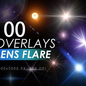 100 Lens Flare Overlays, Sonnenlicht Overlay, Foto Overlay, Sterne Overlay, Laser, Photoshop Overlay, Sonne, Sofort Download, kommerzielle Nutzung
