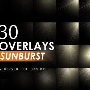 30 Photoshop Sun Overlays, Photoshop Overlay Sunburst Overlay for Photoshop, Sun Flare Overlay, Sunshine, Instant Download, Commercial Use