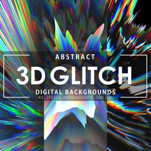 45 Glitch Effect Background Digital Paper, Cyber Punk Paper, Iridescent Digital Texture, Printable, Instant Download, Commercial Use