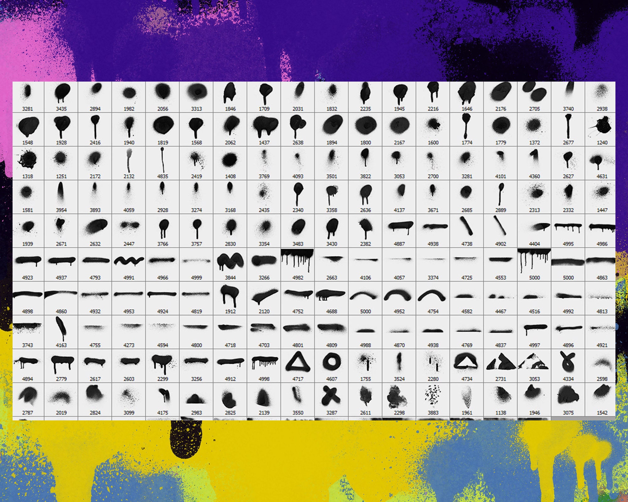 214 Spray Paint Brushes, Overlays, Splatter Brushes