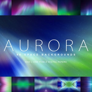 Aurora Borealis Digital Paper, Night Sky Overlays, Northern Lights Digital Textures, Polar Sky, Scrapbook Paper, Instant Download
