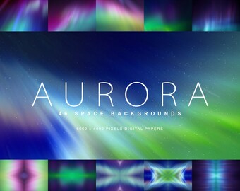 Aurora Borealis Digital Paper, Night Sky Overlays, Northern Lights Digital Textures, Polar Sky, Scrapbook Paper, Instant Download