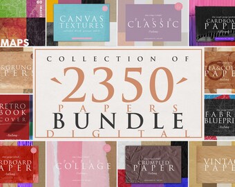 2350 Digital Paper Textures Set, Scrapbook Paper, Retro Paper, Old Paper, Antique, Cardboard, Collage, Crumpled, Canvas, Digital Download