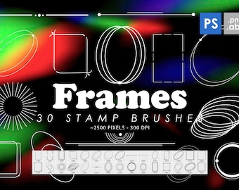 30 Modern Frames Photoshop Brushes, Photoshop Stamps, Photo Frames, Page Divider, PNG Clipart, Corner, Classic Border, Digital Download