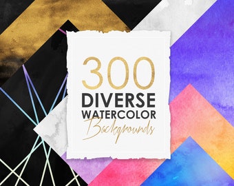 300 Digital Watercolor Paper Textures Set, Scrapbook Paper, Colorful, Gold, Abstract, Procreate Paper, Watercolour, Ombre, Digital Download