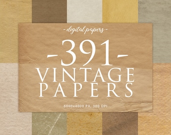 391 Vintage Old Digital Paper Textures Set, Scrapbook Paper, Retro Paper, Old Paper, Antique Paper, Beige, Commercial Use, Digital Download
