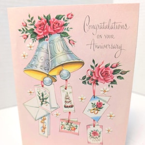 Carte d'anniversaire vintage des années 1960 - inutilisée - belle carte de voeux vintage