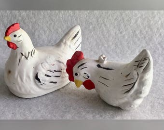 Small Ceramic Hens, Mini Chickens, Two Ceramics Chickens