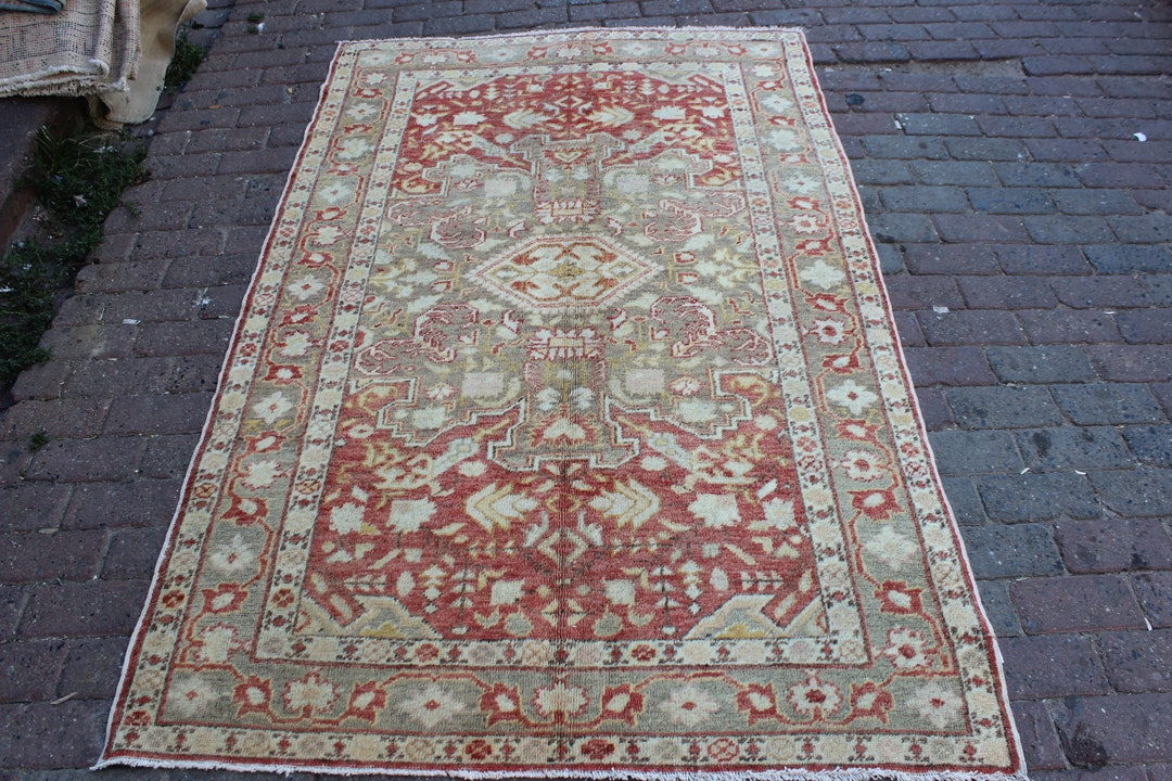 Turkish,burunguz,handmade,distressed,vintage,antique,red,grey,oriental ...