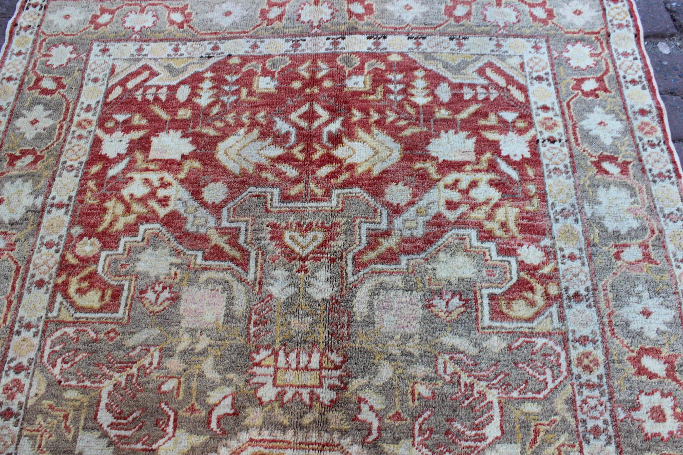 Turkish,burunguz,handmade,distressed,vintage,antique,red,grey,oriental ...