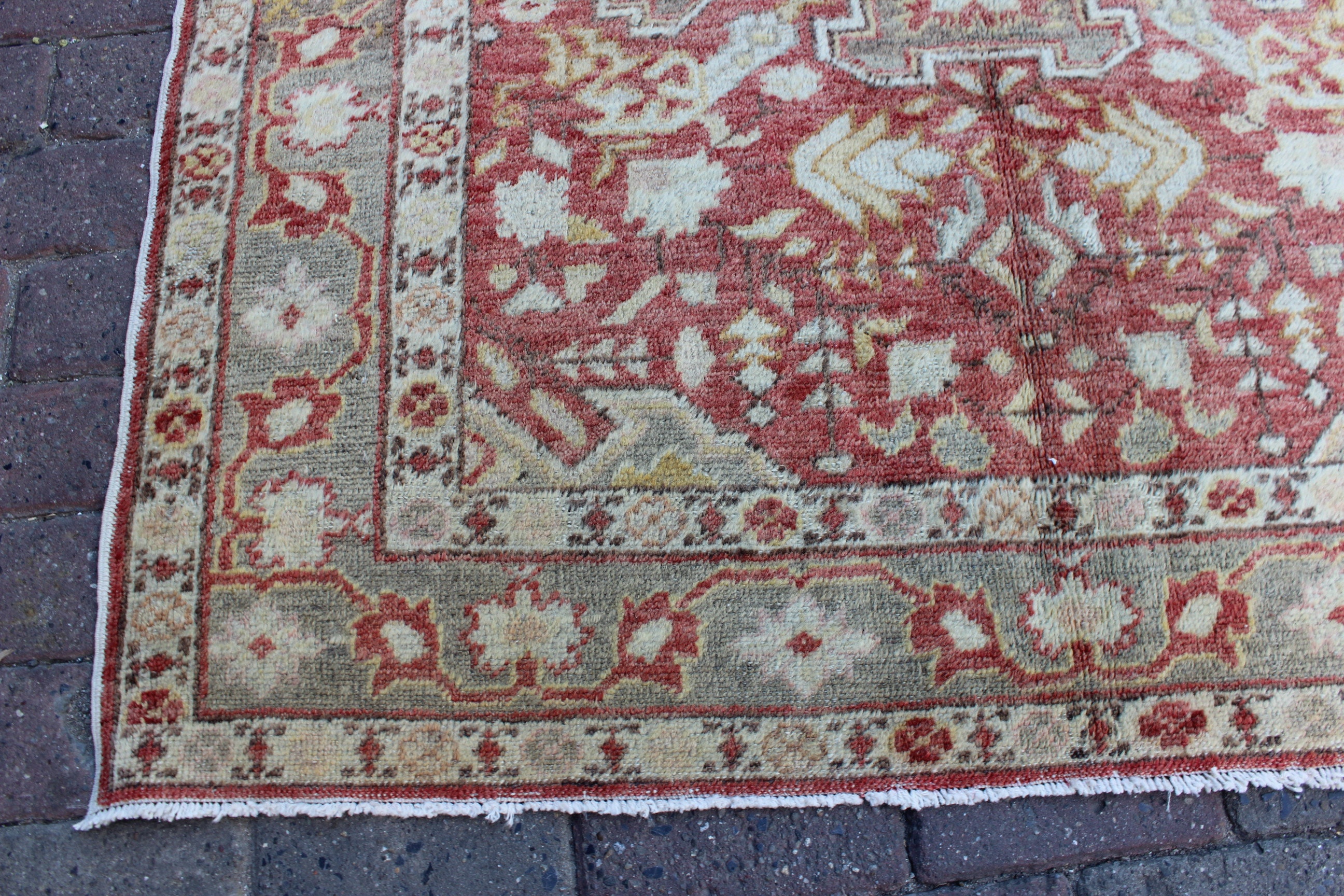 Turkish,burunguz,handmade,distressed,vintage,antique,red,grey,oriental ...
