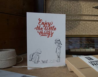 Postcards Letterpress / Souvenir from Greece / Handmade Postcards / Gift from Greece / illustrator/ enjoy life / meaning of life/ set of 6