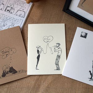 Stampa tipografica di cartoline fumetti / cartoline Handmade / fumetti da Grecia / illustrator / comico artista / fumetti odio / valentine' s day