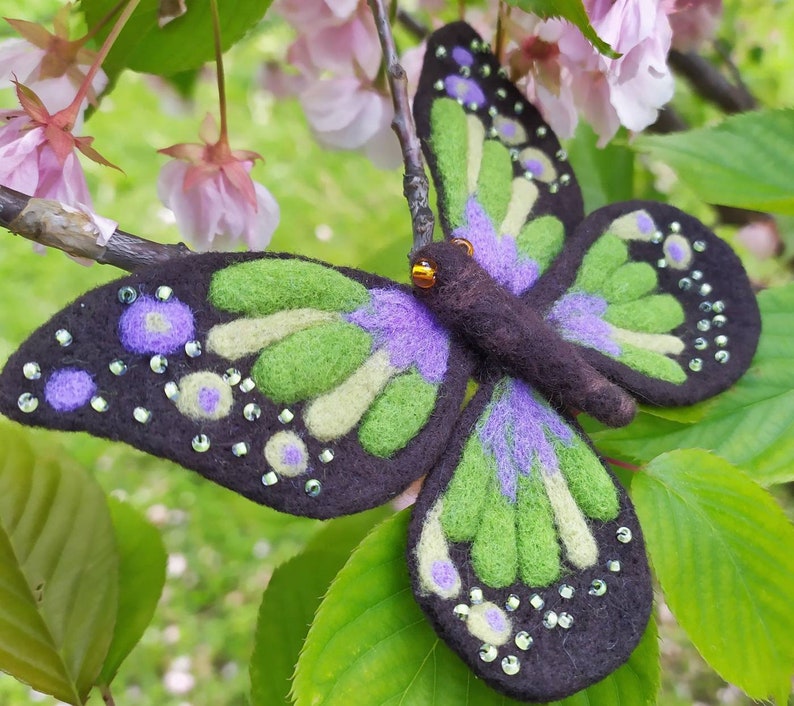 Insect pin Felt sculpture Needle felted animal Butterfly Etsy