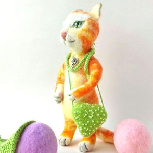 Ginger tabby Cat / Needle felted figurine / Miniature  / Gift for animal lovers