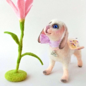 Fairy figurine Dog Art Doll Felt animals Dog mom gift