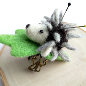 Handmade  / Felt Hedgehog / Pincushion ring  / Unique felt  / Gift for sewing mom