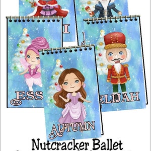 Christmas Nutcracker Ballet Personalized Notebook Stocking Stuffer Party Favors For Class Gifts, Christmas Party Gifts, or Neighbor Treats