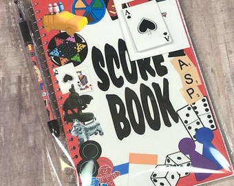 Game Night Score Book  with matching Pen and Magnetic bookmark, Board Game Accessory, Gift for Boardgamer, Family Game Board Night Book