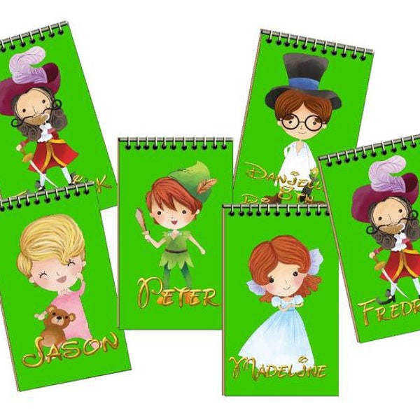 PErsonalized Notebook / Peter Pan BIrthday Party Favor / personalized Neverland Party fAvor / Tinkerbell PArty Favors / PArty fAvor