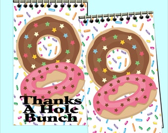 Donut Party Personalized Party Favor Notebooks, Donut Notebooks, Thanks a Hole Bunch Gift, Custom Notebook Gift for Kids