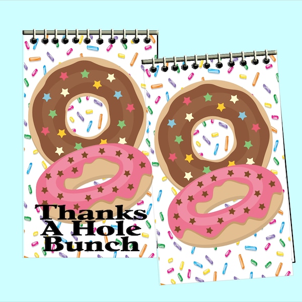 Donut Party Personalized Party Favor Notebooks, Donut Notebooks, Thanks a Hole Bunch Gift, Custom Notebook Gift for Kids