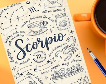 Gepersonaliseerde Schorpioen dagboek, aangepaste dierenriem notebook cadeau, astrologie verjaardagscadeau voor Schorpioen vrouw, cadeau idee afstuderen, leuke horoscoop