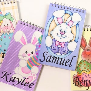 Easter Bunny Easter Party Favor, Personalized Notebook favors, kids easter basket stuffers, custom note book Easter gift