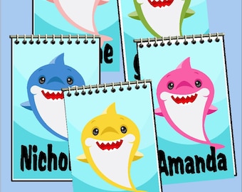Shark Birthday Party Favor, Baby Birthday Shark Personalized Notebook, Custom  Party Gift, Yellow Shark, Blue Shark, Pink Shark, Shark Week
