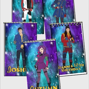 Villain Kid Personalized Notebook, Evil Villains Kids Custom Note Book, Purple Blue Party Favor,
