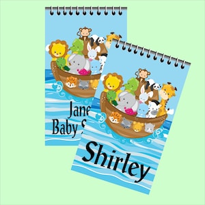 Noahs Ark Babyshower Party Favor, Baby shower Gift, Personalized Notebook, Custom Birthday Note Book