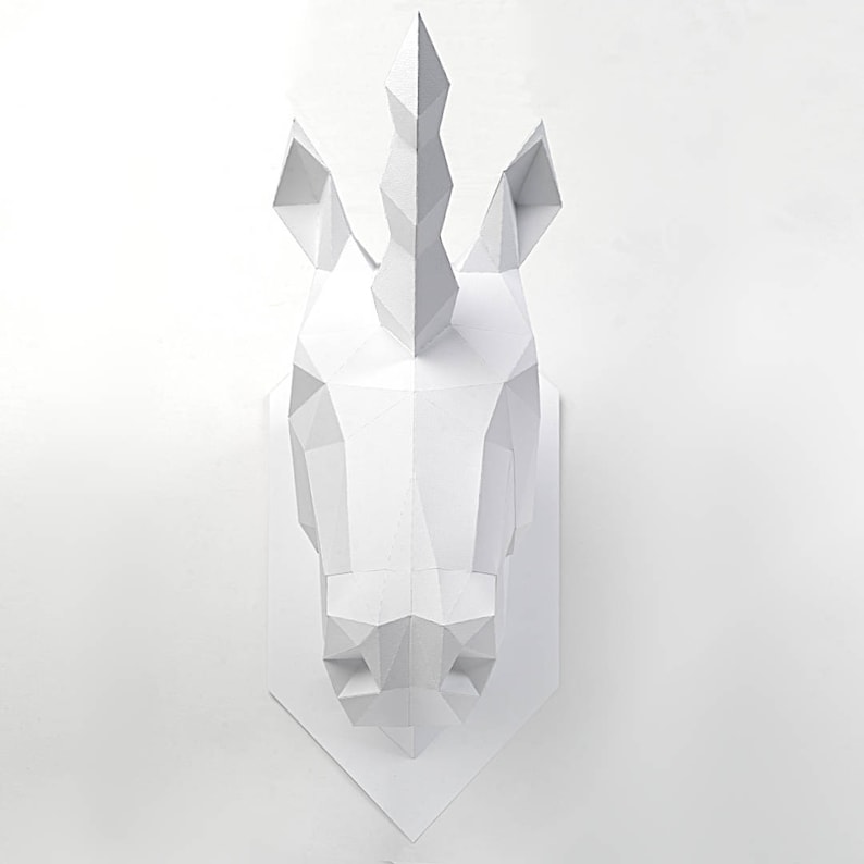 Troph e de basse poly bricolage Licorne Animal t te Etsy Troph e de basse poly bricolage Licorne Animal t te Etsy