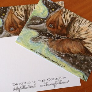 Unique and fantastical Australian echidna postcard & envelope. Print of an original watercolour by Australian artist, note or thank you card image 2
