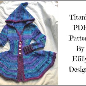 Crochet PATTERN, PDF, Titania Pixie Jacket, 4 SIZES,Adult Faerie Fairy Coat, Ladies Crochet Hooded Woodland Sweater, Boho, Elven, Hippie,
