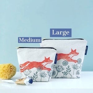 Fox Meadow Washbag Zipper Coton fait main ou fermeture éclair doublée imperméable pour le maquillage, les cosmétiques, les articles de toilette, les câbles et les projets image 4