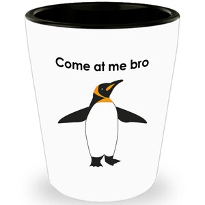 Shot Glasses Gift Penquin, Come at me bro Penguin - Novelty Birthday Gift Idea